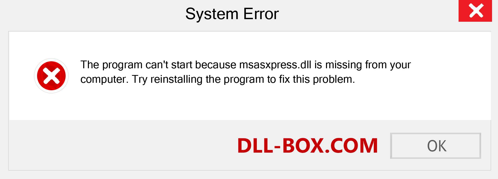  msasxpress.dll file is missing?. Download for Windows 7, 8, 10 - Fix  msasxpress dll Missing Error on Windows, photos, images