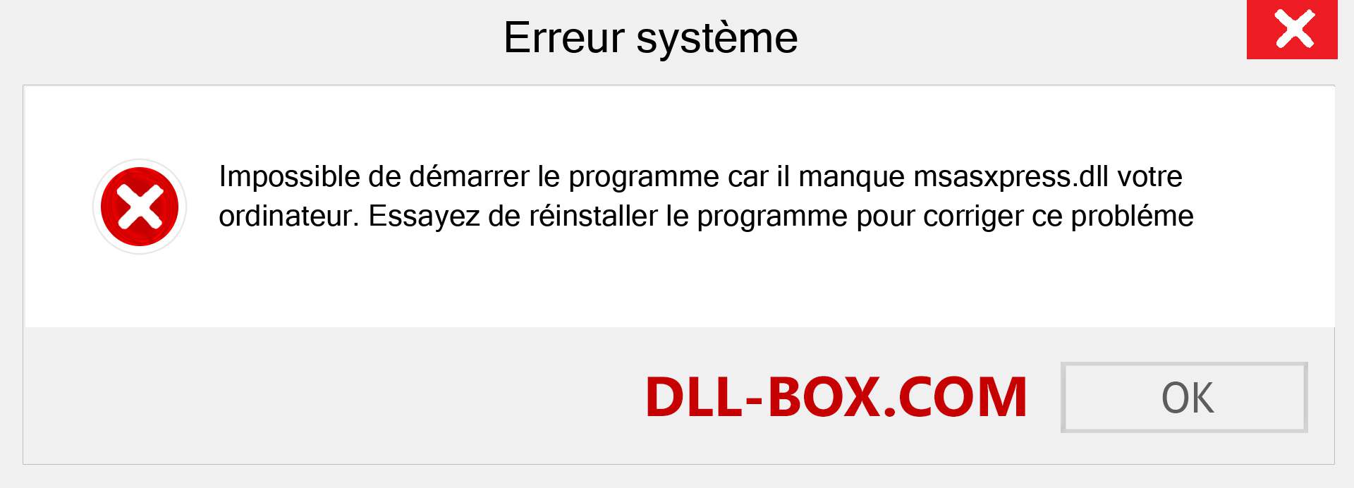 Le fichier msasxpress.dll est manquant ?. Télécharger pour Windows 7, 8, 10 - Correction de l'erreur manquante msasxpress dll sur Windows, photos, images